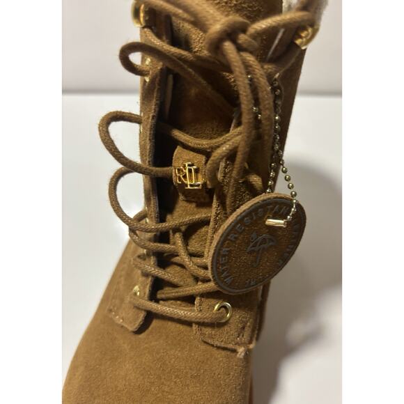 Ralph Lauren Carlee Suede Leather Whiskey Boots Booties Combat Lace-up Sz 7 NWOB - Picture 4 of 13